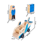 Avión de Madera Didáctico con Pasajeros y Equipaje Medidas - Titina