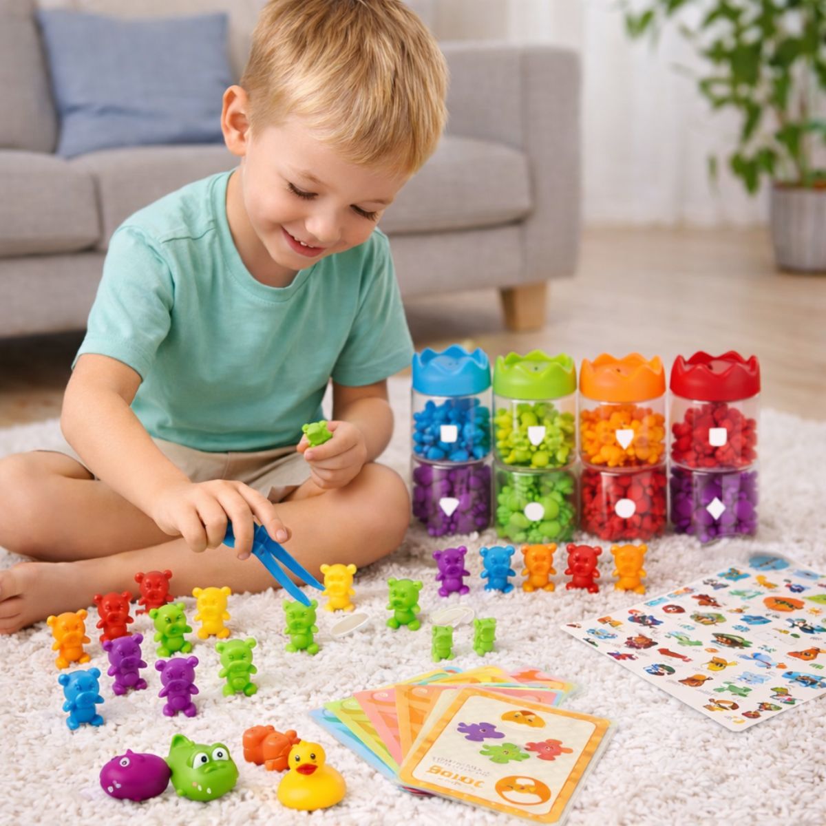 Juguete Montessori Clasificación y Conteo Animalitos 63pzas Niño En Casa - Titina