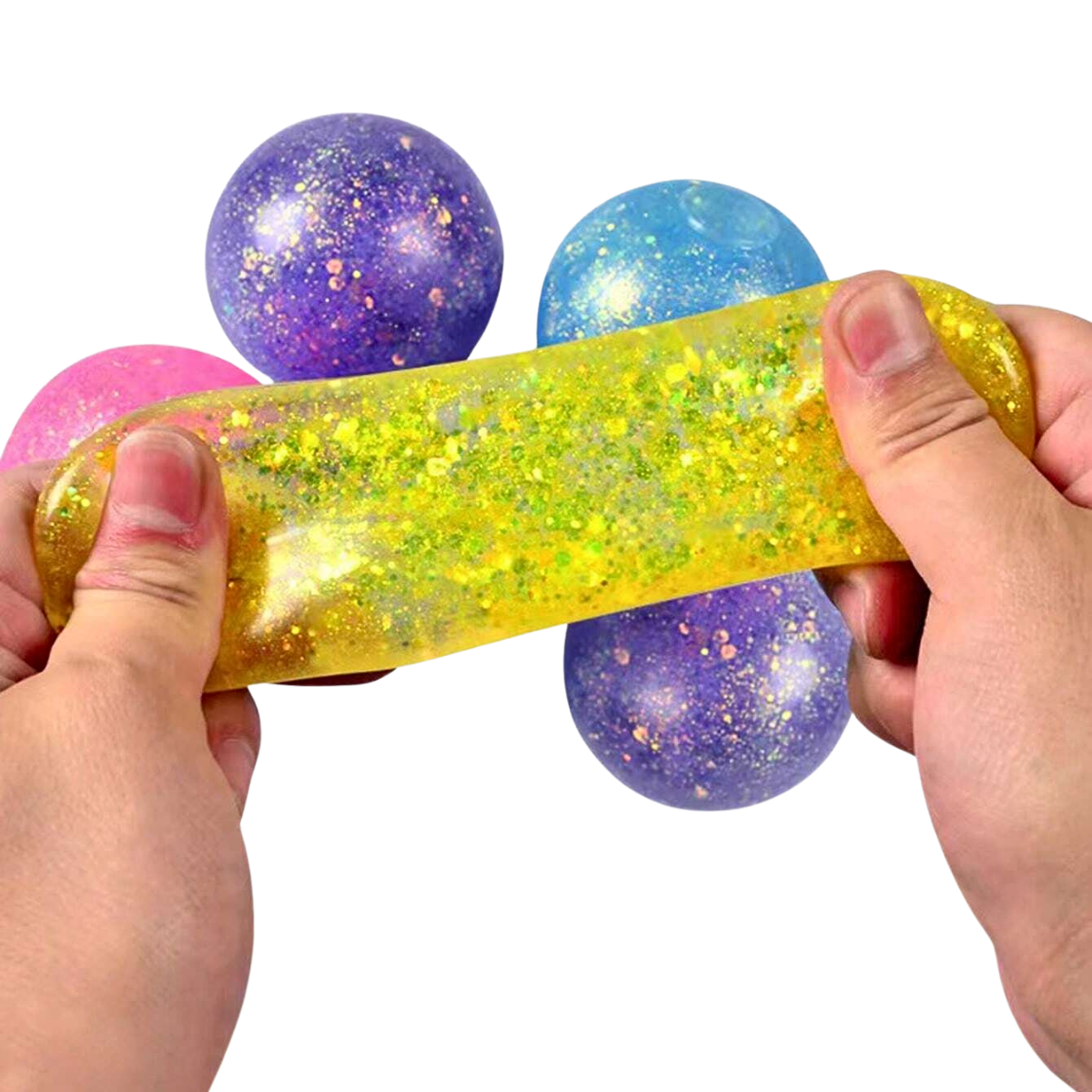 Pelota Squishy Antiestrés con Brillos Sensorial Amarillo - Titina