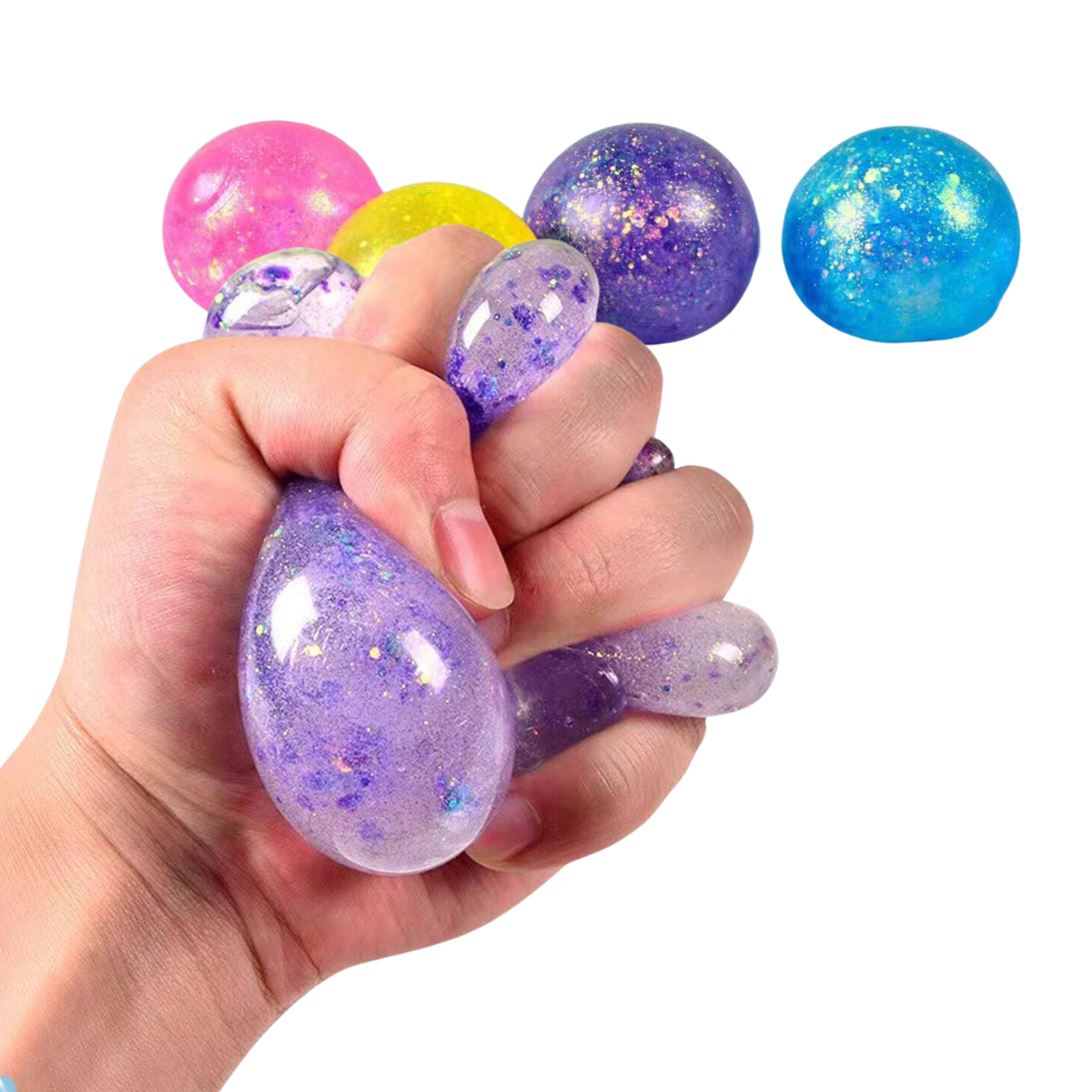 Pelota Squishy Antiestrés con Brillos Sensorial Lila - Titina