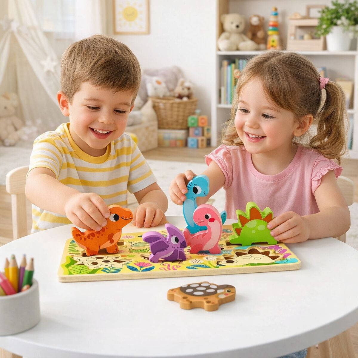 Puzzle De Madera Dinosaurios Didáctico Para Niños en casa - Titina