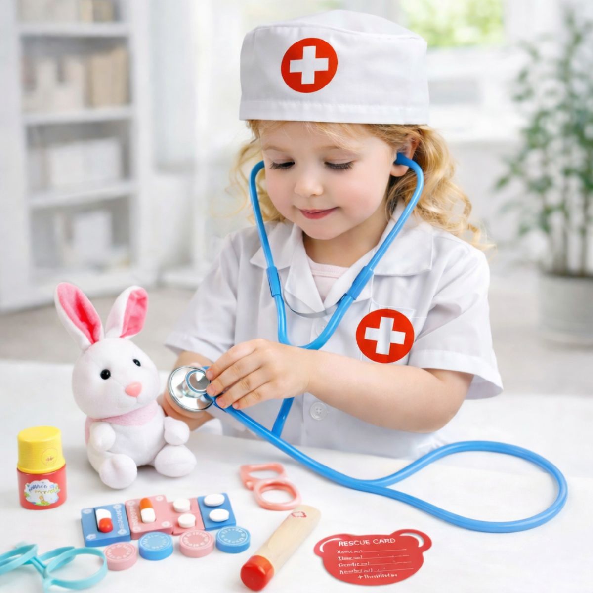 Set Maletín Doctor de Madera con Accesorios y Vestimenta Infantil Juego en casa - Titina